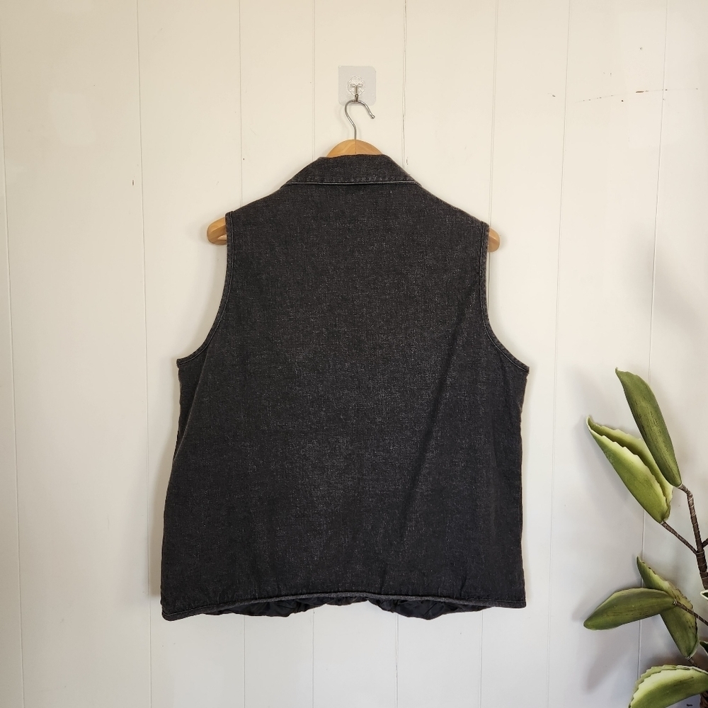 Vintage 90s Floral Gray Zip Up Quilted Vest Floral 1990s Cottagecore Western - Picture 5 of 11
